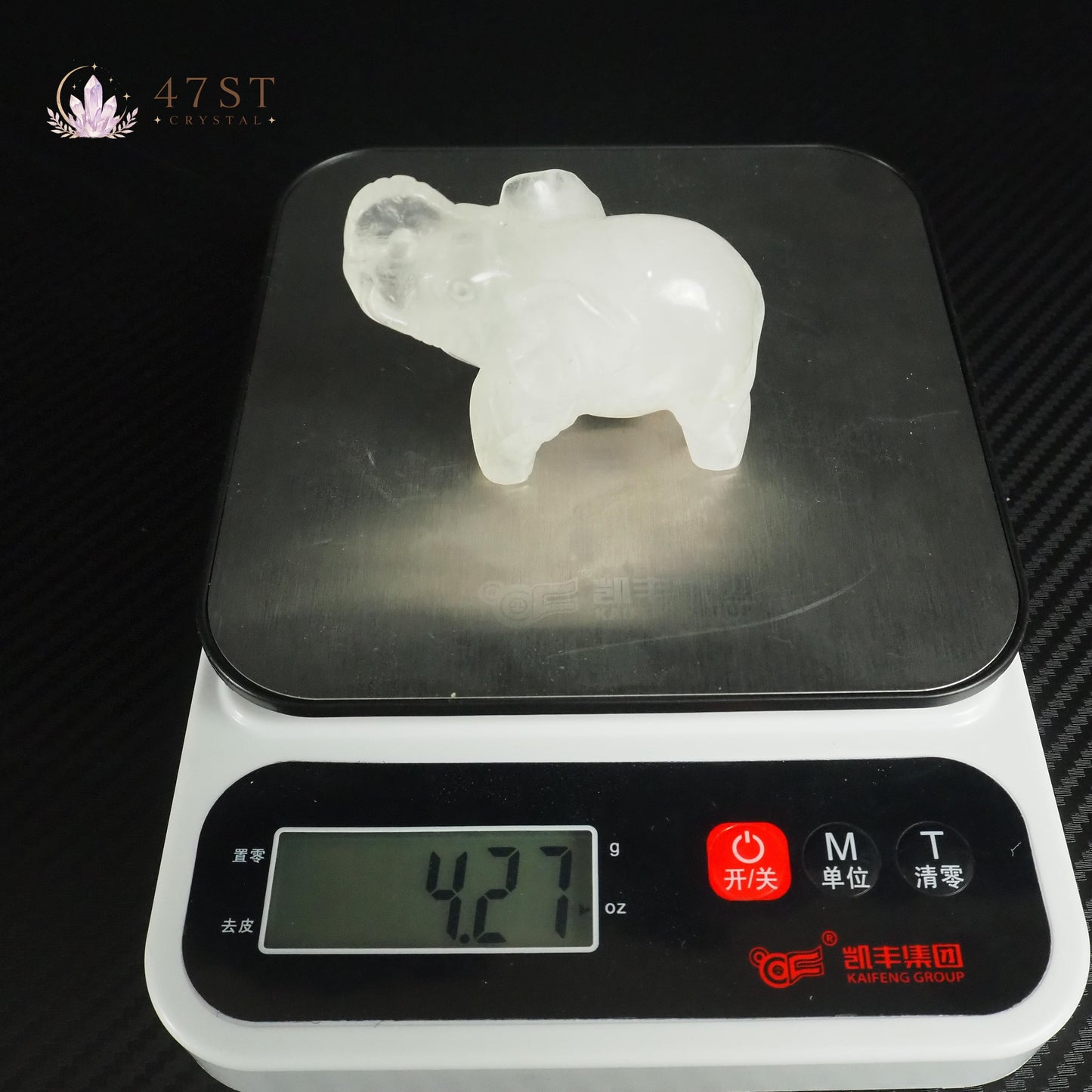 Clear Quartz Elephant Carving