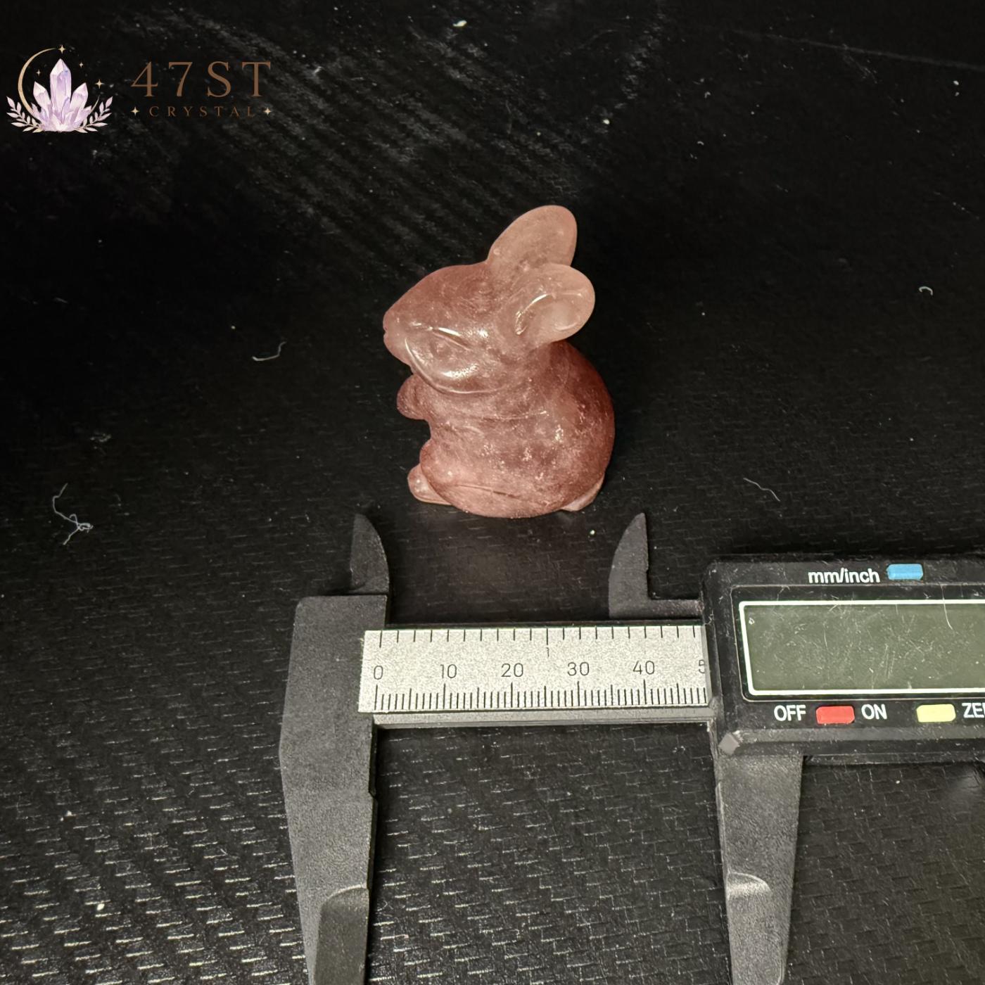 Strawberry Quartz Rabbit Carving