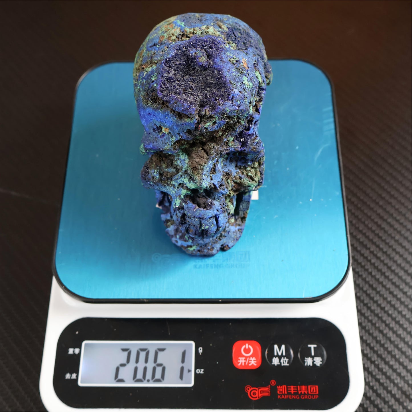 Azurite Skull Carving