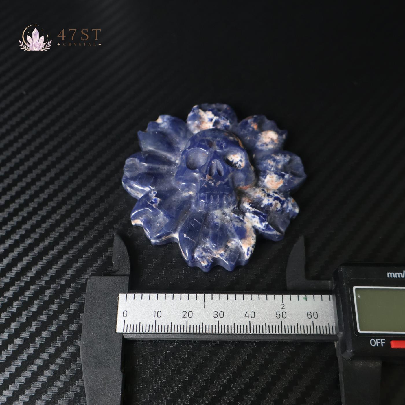 Sodalite Skull Flower Carving