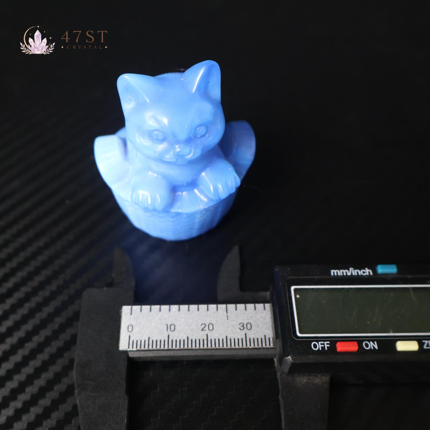 Blue Opalite Cat Carving