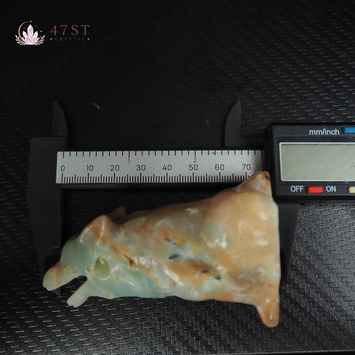 Caribbean Calcite Wolf Carving