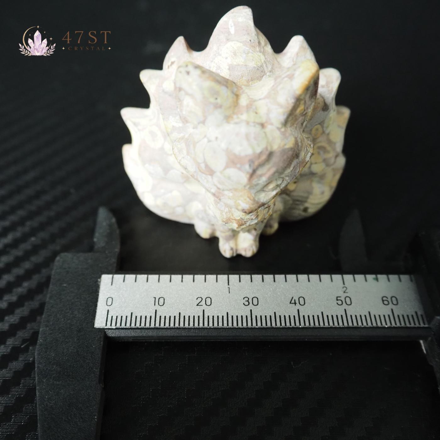 Plum Blossom Jasper Nine-Tail Fox Carving