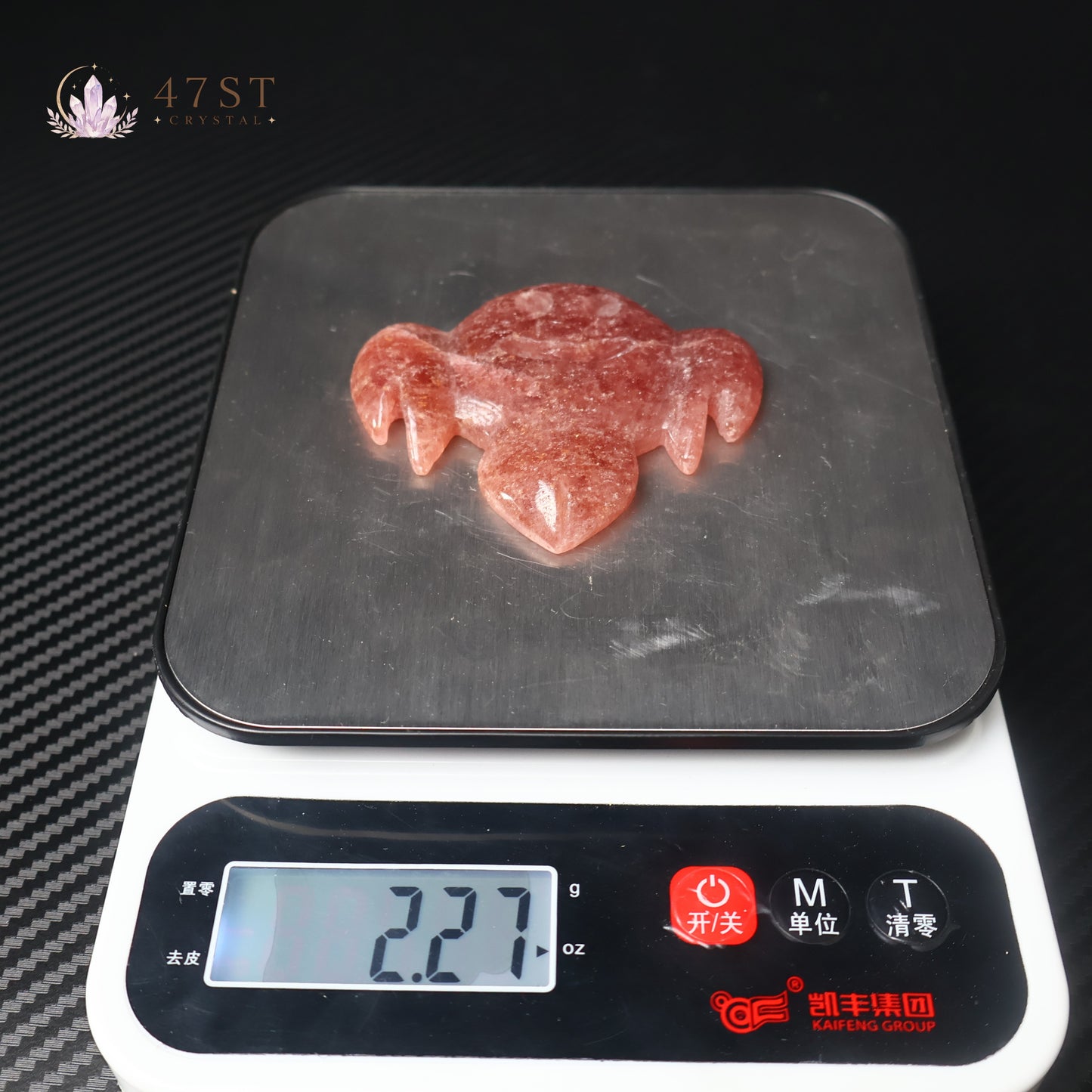 Strawberry Quartz Manta Ray Carving