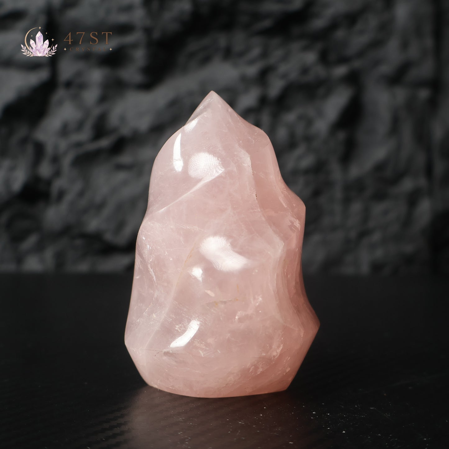 Rose Quartz Flame Carving