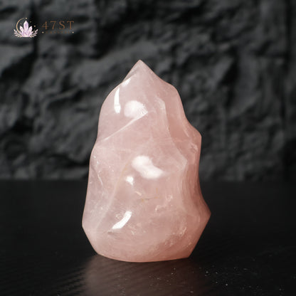 Rose Quartz Flame Carving