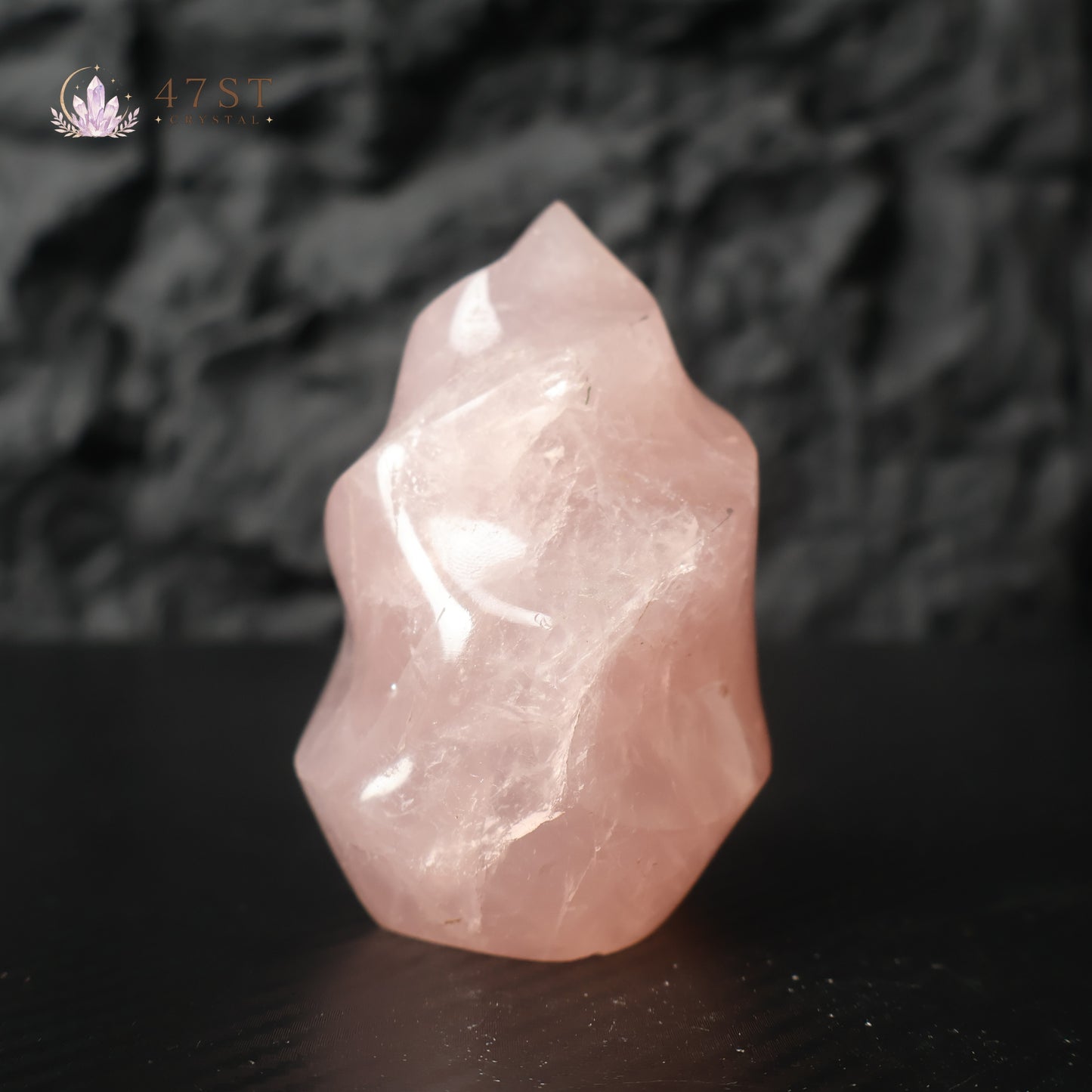 Rose Quartz Flame Carving