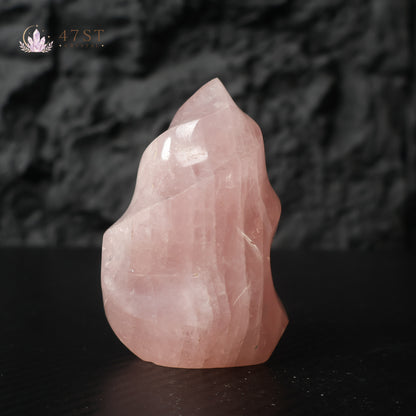 Rose Quartz Flame Carving
