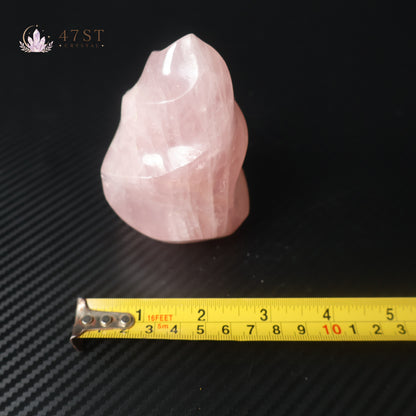 Rose Quartz Flame Carving