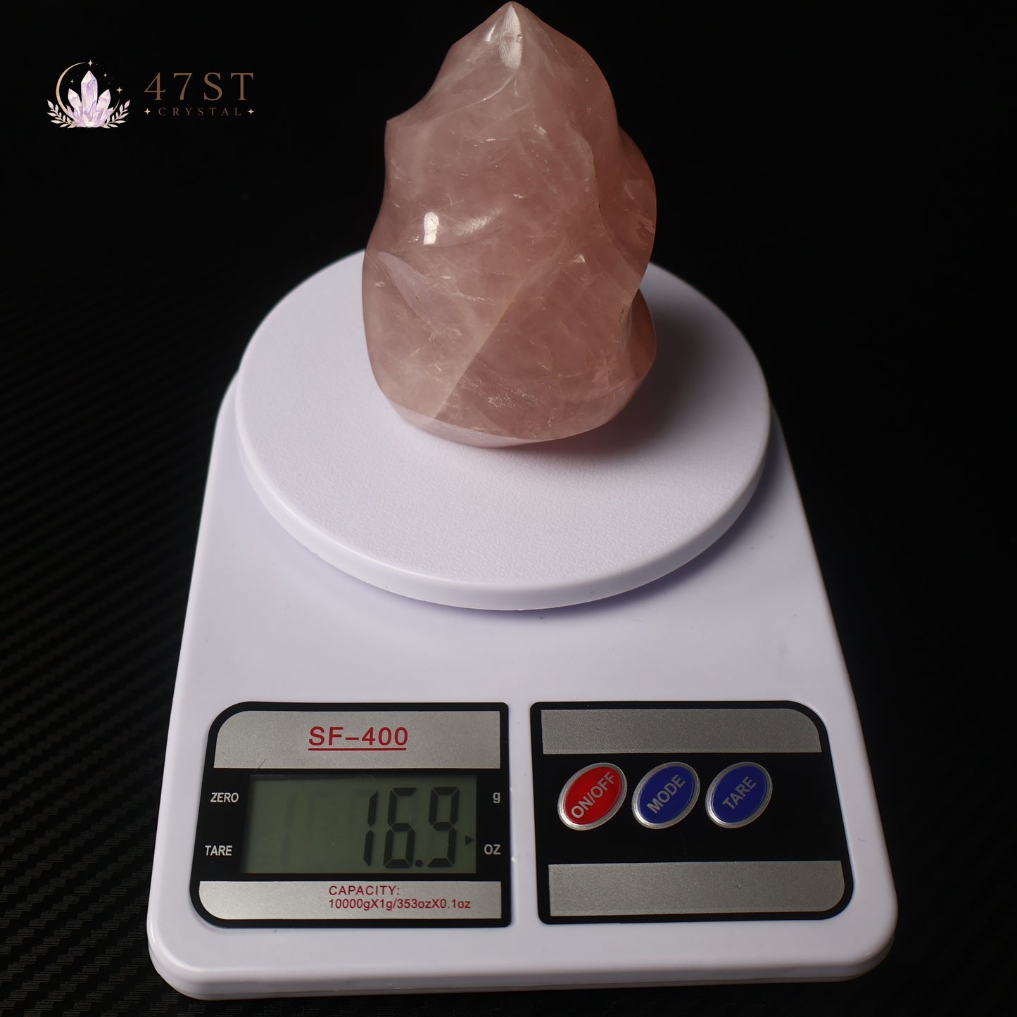 Rose Quartz Flame Carving