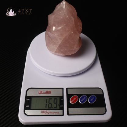 Rose Quartz Flame Carving