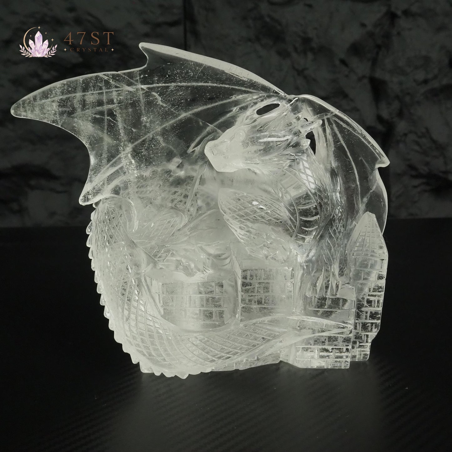 Clear Quartz Dragon Carving