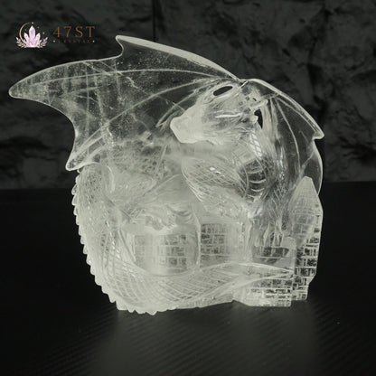 Clear Quartz Dragon Carving