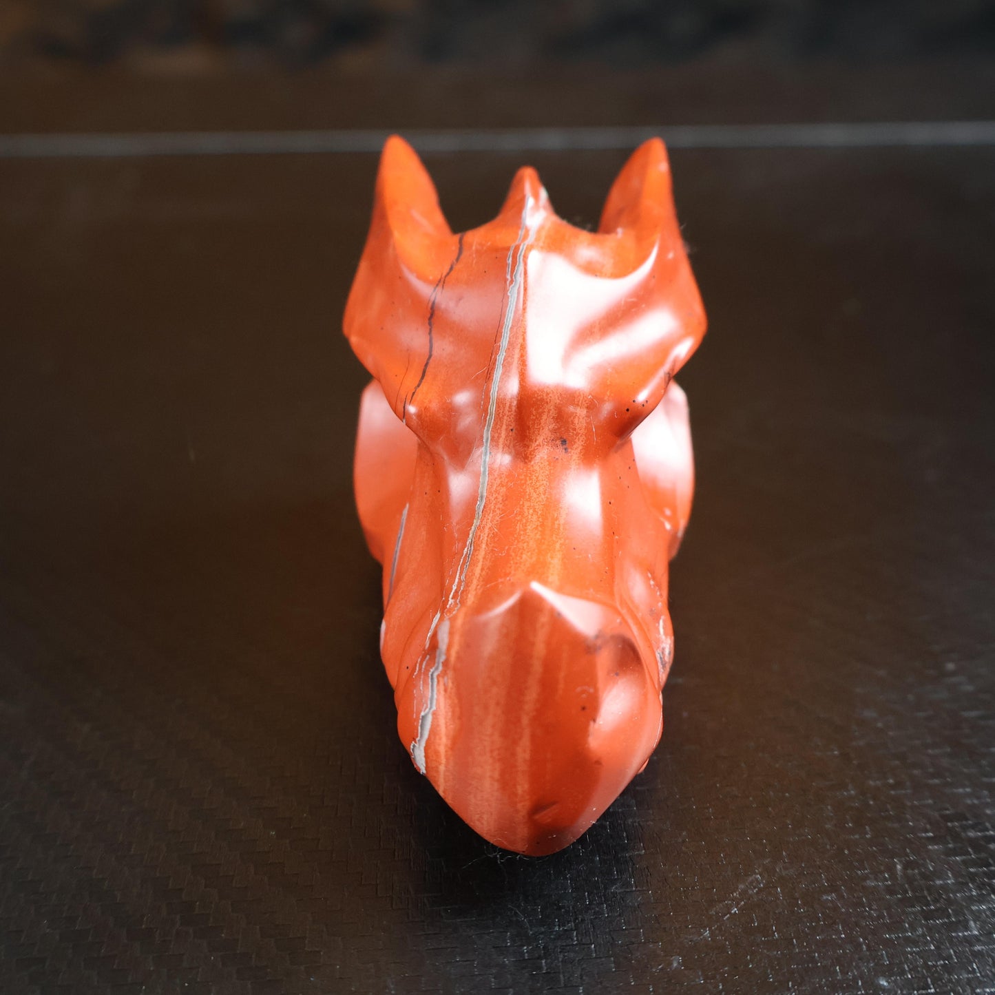Red Jasper Dragon Head Carving