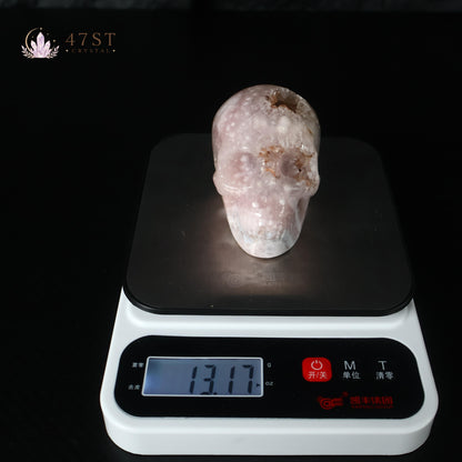Pink Amethyst Skull Carving