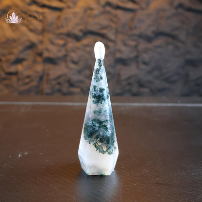 Moss Agate Diamond Carving