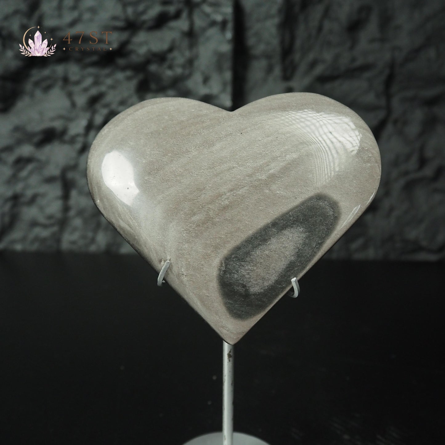 Silver Obsidian Heart