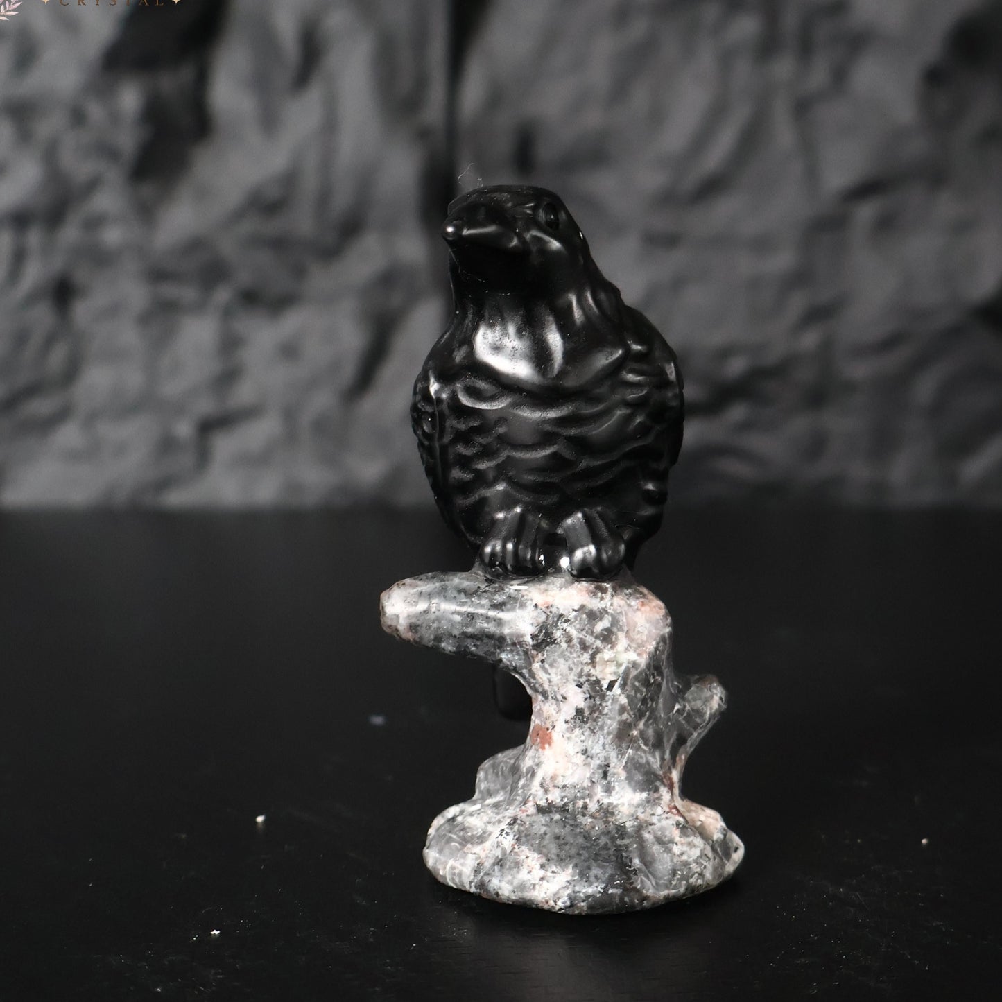 Obsidian Raven Carving