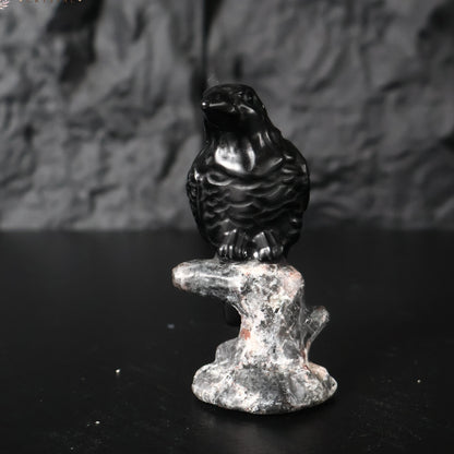 Obsidian Raven Carving