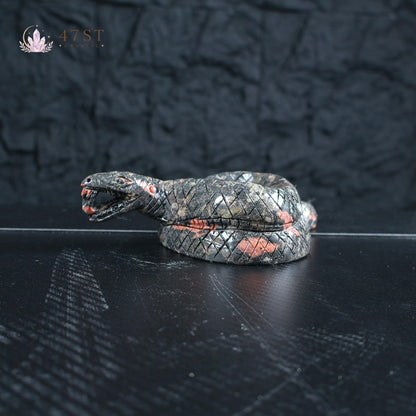 Plum Blossom Jasper Snake Carving