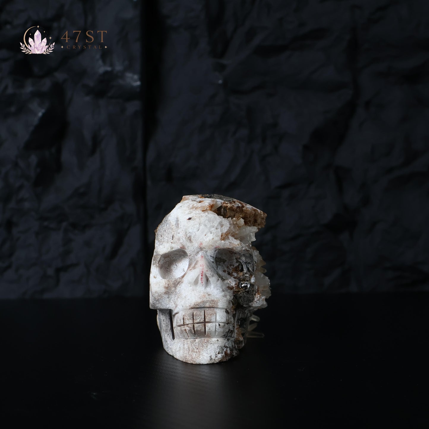 Clear Quartz Cluster Skull Carving