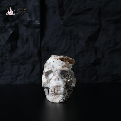 Clear Quartz Cluster Skull Carving
