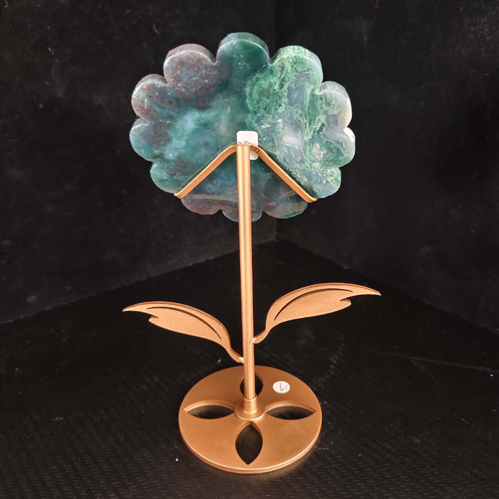 Moss Agate Sunflower Sculpture