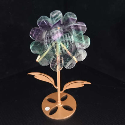 Fluorite Sunflower Crystal Sculpture