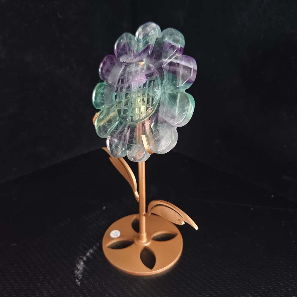 Fluorite Sunflower Crystal Sculpture