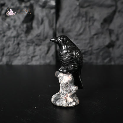 Obsidian Raven Carving