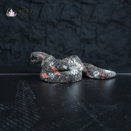 Plum Blossom Jasper Snake Carving