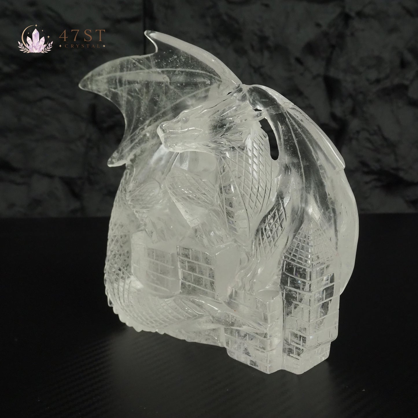 Clear Quartz Dragon Carving