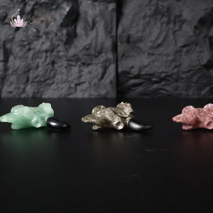 Crystal Bull Skull Carving