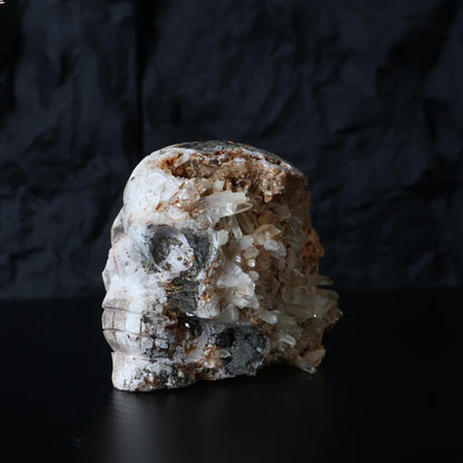 Clear Quartz Cluster Skull Carving