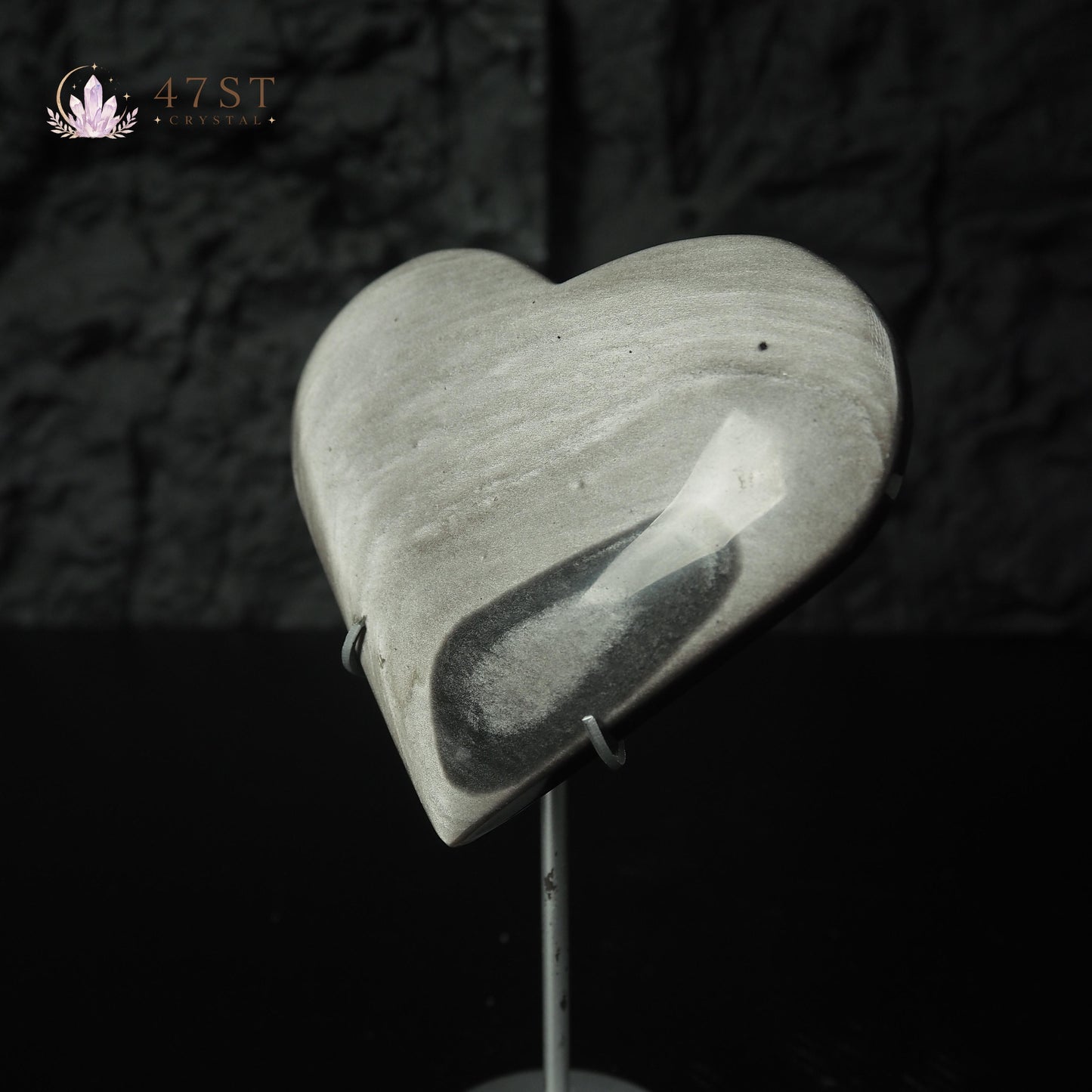 Silver Obsidian Heart