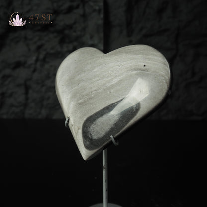 Silver Obsidian Heart