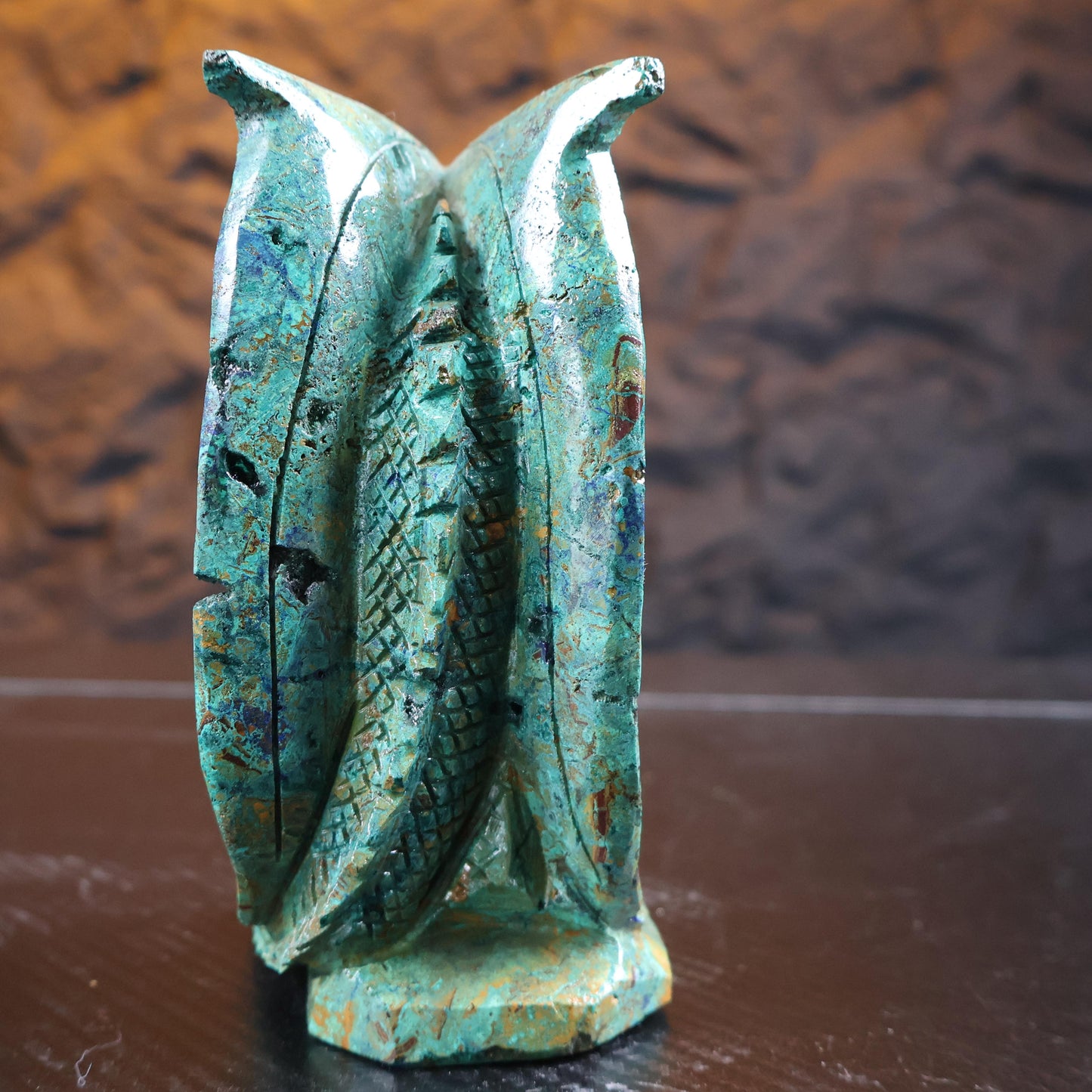 Azurite Dragon Crystal Carving