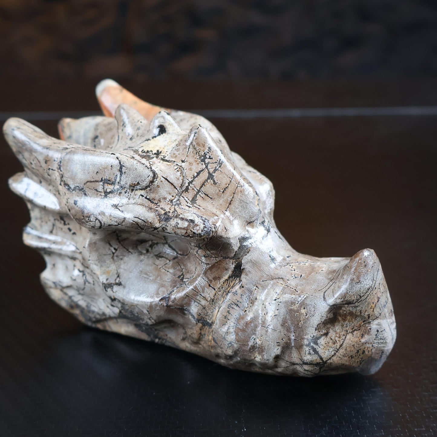 Picture Jasper Dragon Head Carving