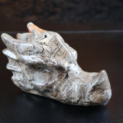 Picture Jasper Dragon Head Carving