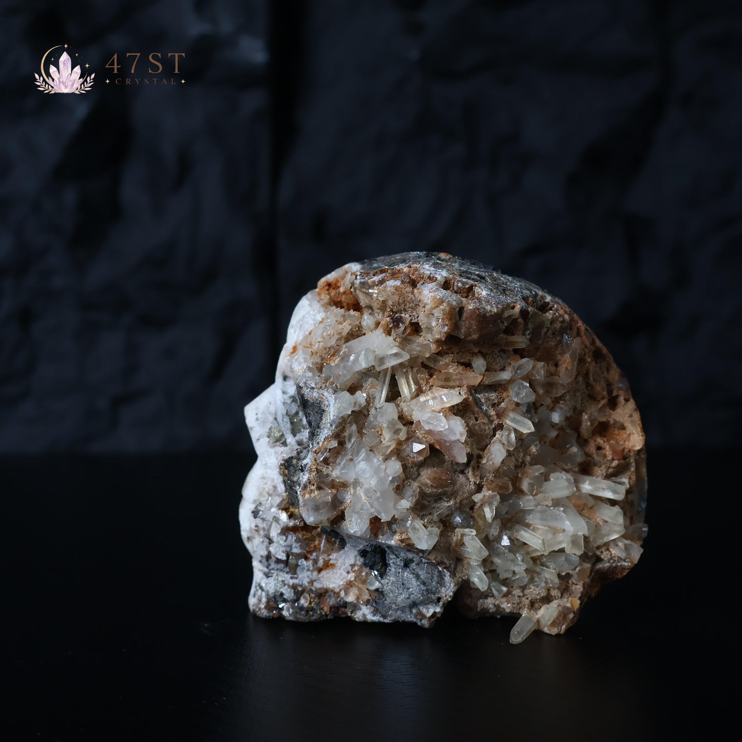 Clear Quartz Cluster Skull Carving