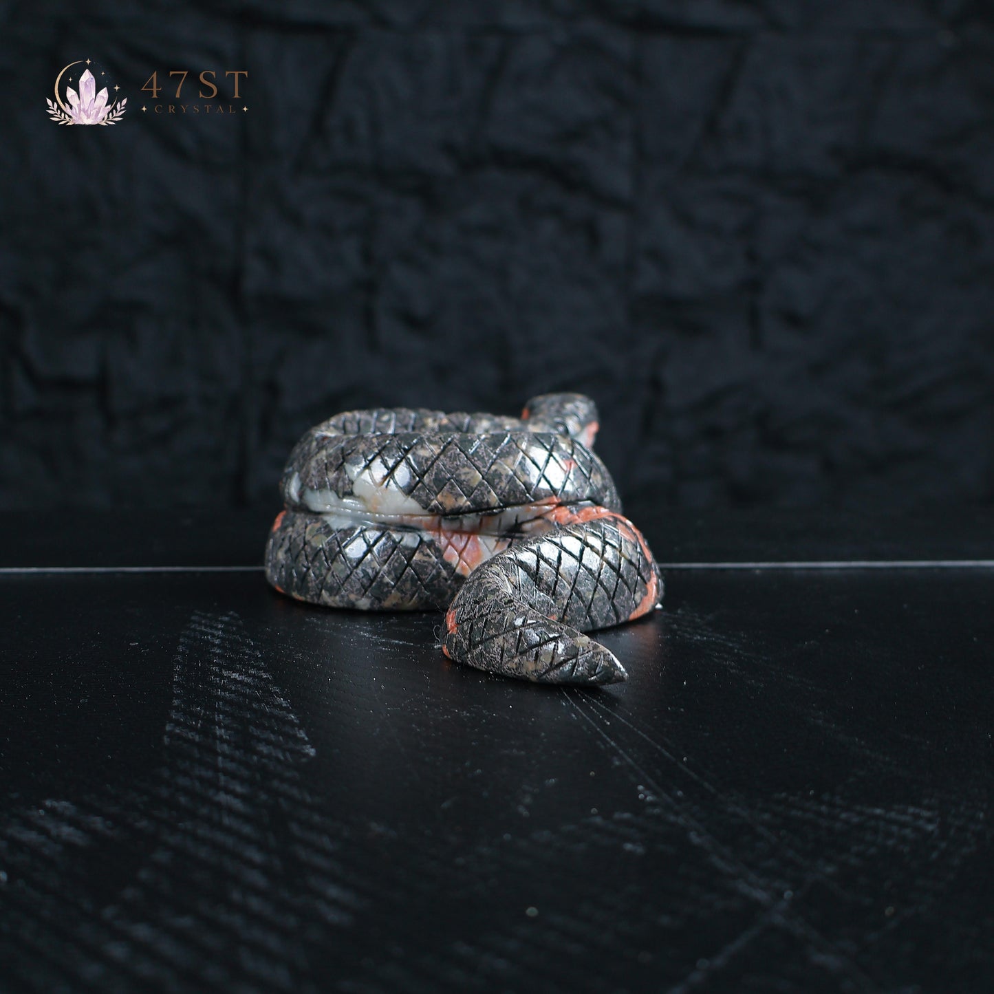 Plum Blossom Jasper Snake Carving