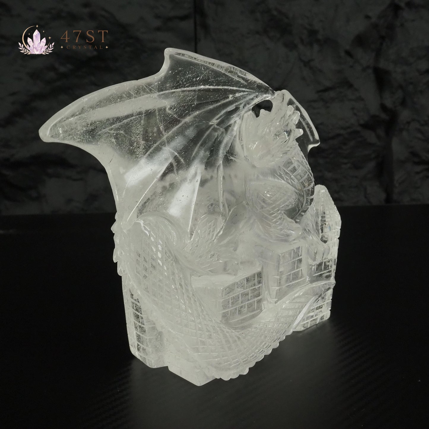 Clear Quartz Dragon Carving