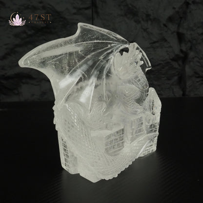Clear Quartz Dragon Carving