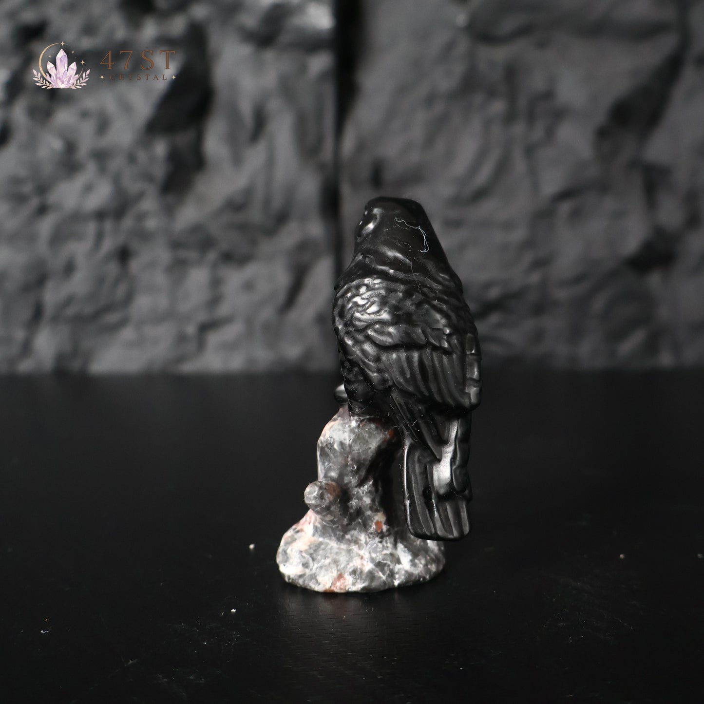 Obsidian Raven Carving