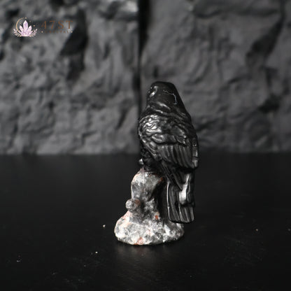 Obsidian Raven Carving