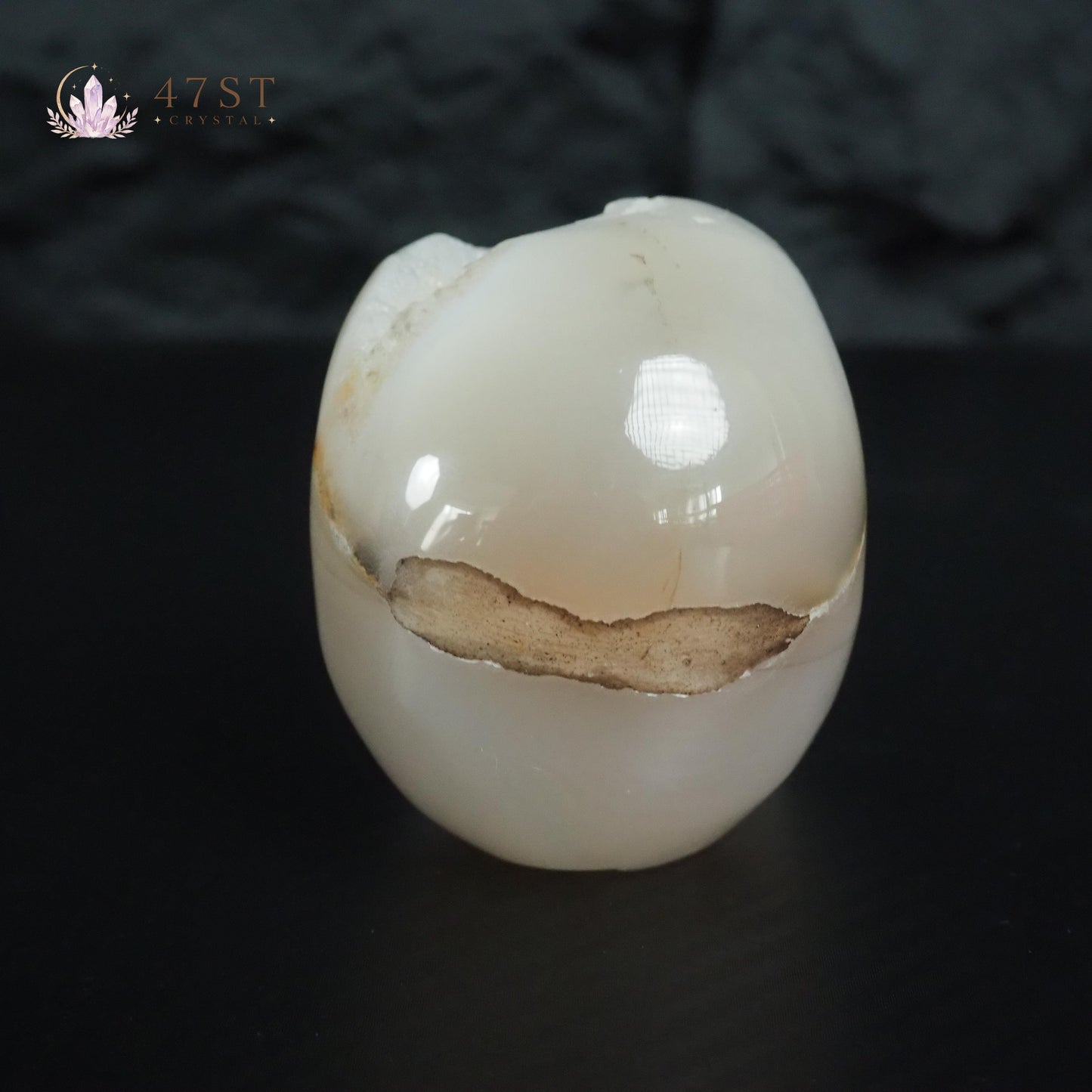 Agate Druzy Skull Carving