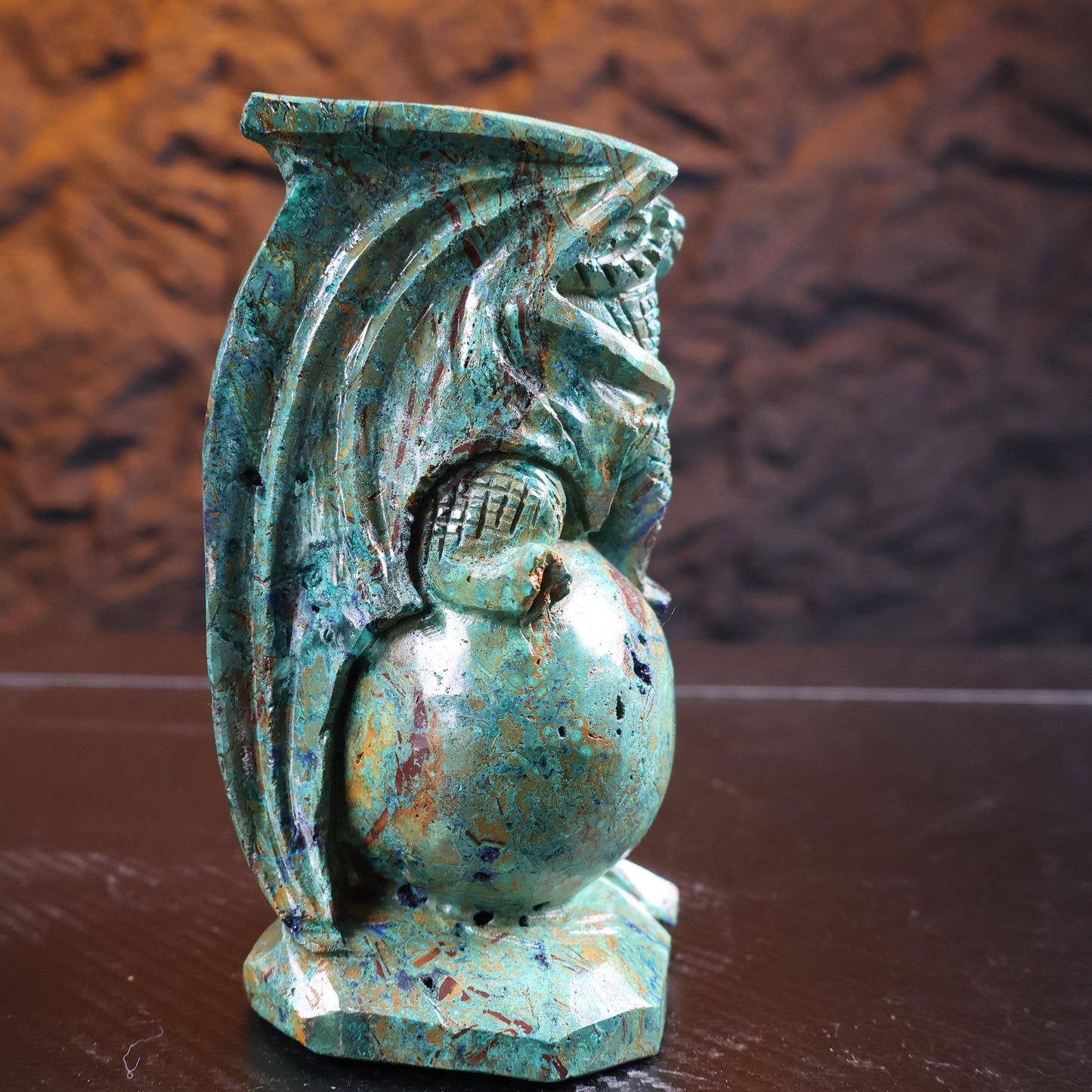 Azurite Dragon Crystal Carving