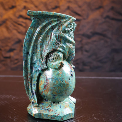 Azurite Dragon Crystal Carving