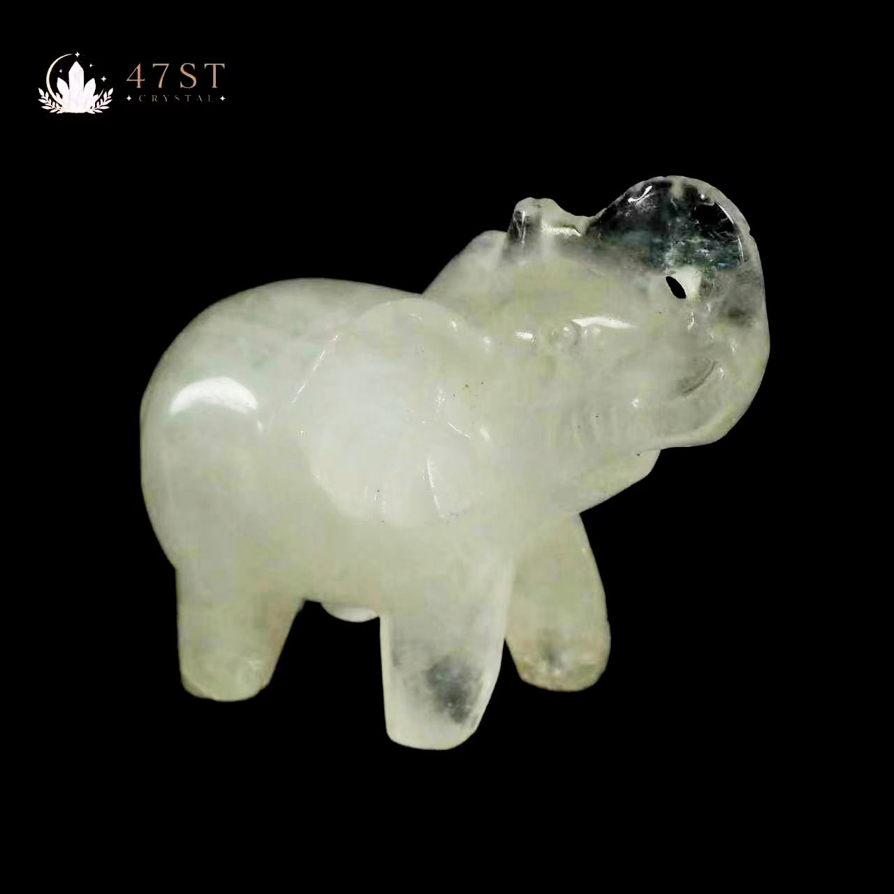 Clear Quartz Elephant Carving