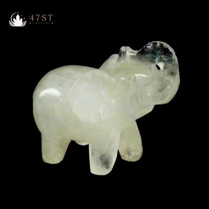 Clear Quartz Elephant Carving